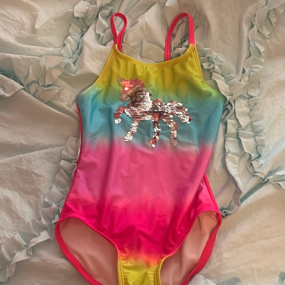 Cat & Jack Bright Hot Pink Girls Swim Tank